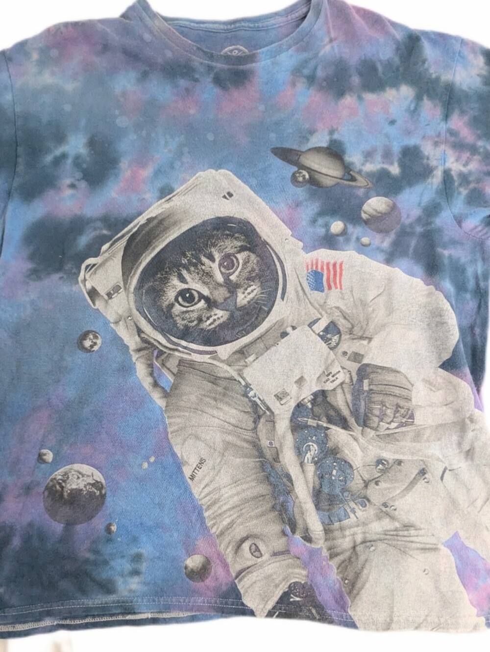 Space Cat Astronaut Blue & Purple Tie Dye Size XL